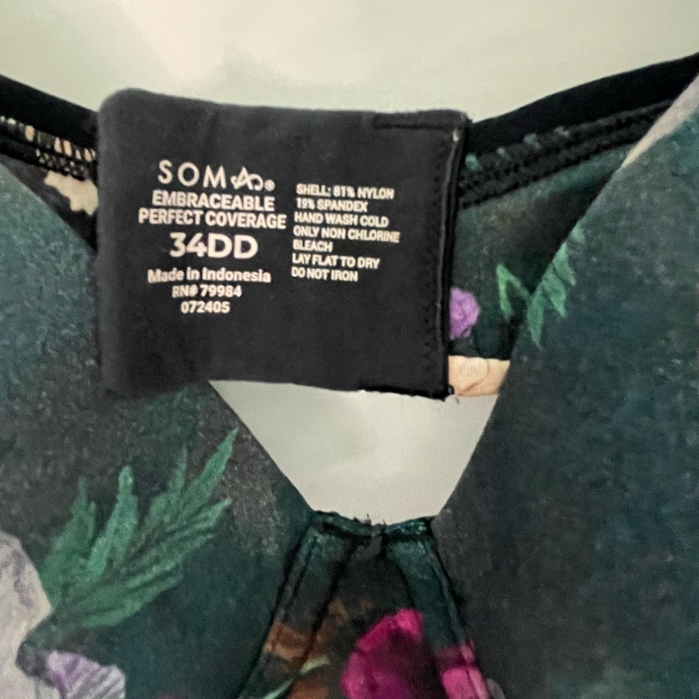 Soma Intimates Green and Purple floral bra.​​​ - Picture 4 of 4